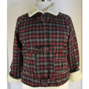 NEW Aviva Plaid Jacket Sherpa Trim Checkered Coat